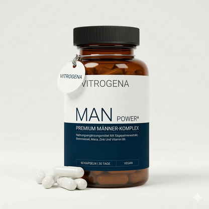 Man Power+ Kapseln – Nahrungsergänzungsmittel für Männer, Dose Vorderansicht
