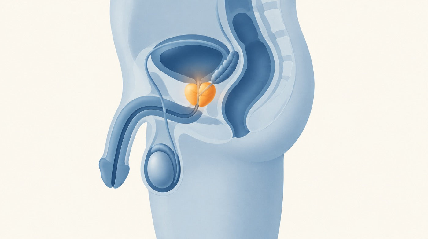 Vereinfachte Illustration: Lage der Prostata im männlichen Körper